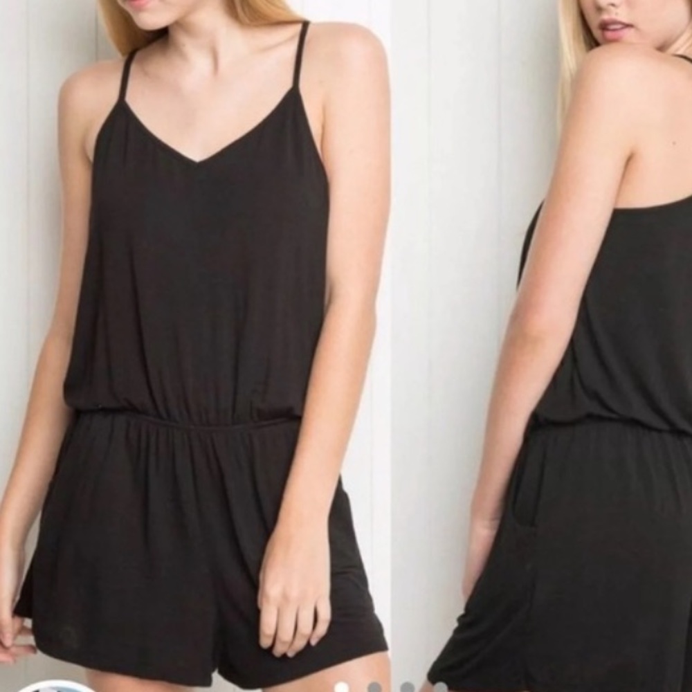Brandy Melville Black Woven Shorts Romper OS